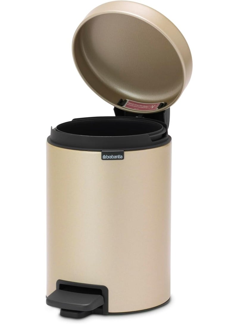 Brabantia NewIcon Pedal Bin 3L, Beige, Soft-Closure Bathroom Rubbish Bin with Removable Inner Bucket + Bin Bags - Image 3